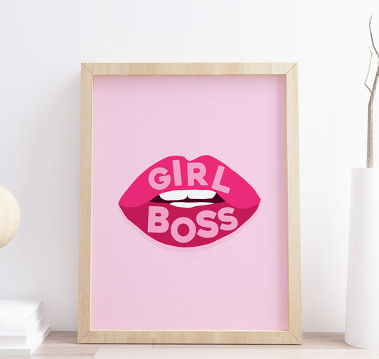 Girl Boss Lips Pink Print