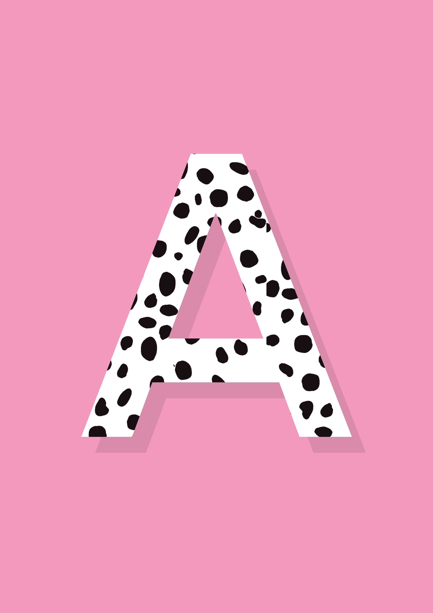 Custom Initial Print | Dalmation Pattern | Nursery Print | Pink Poster