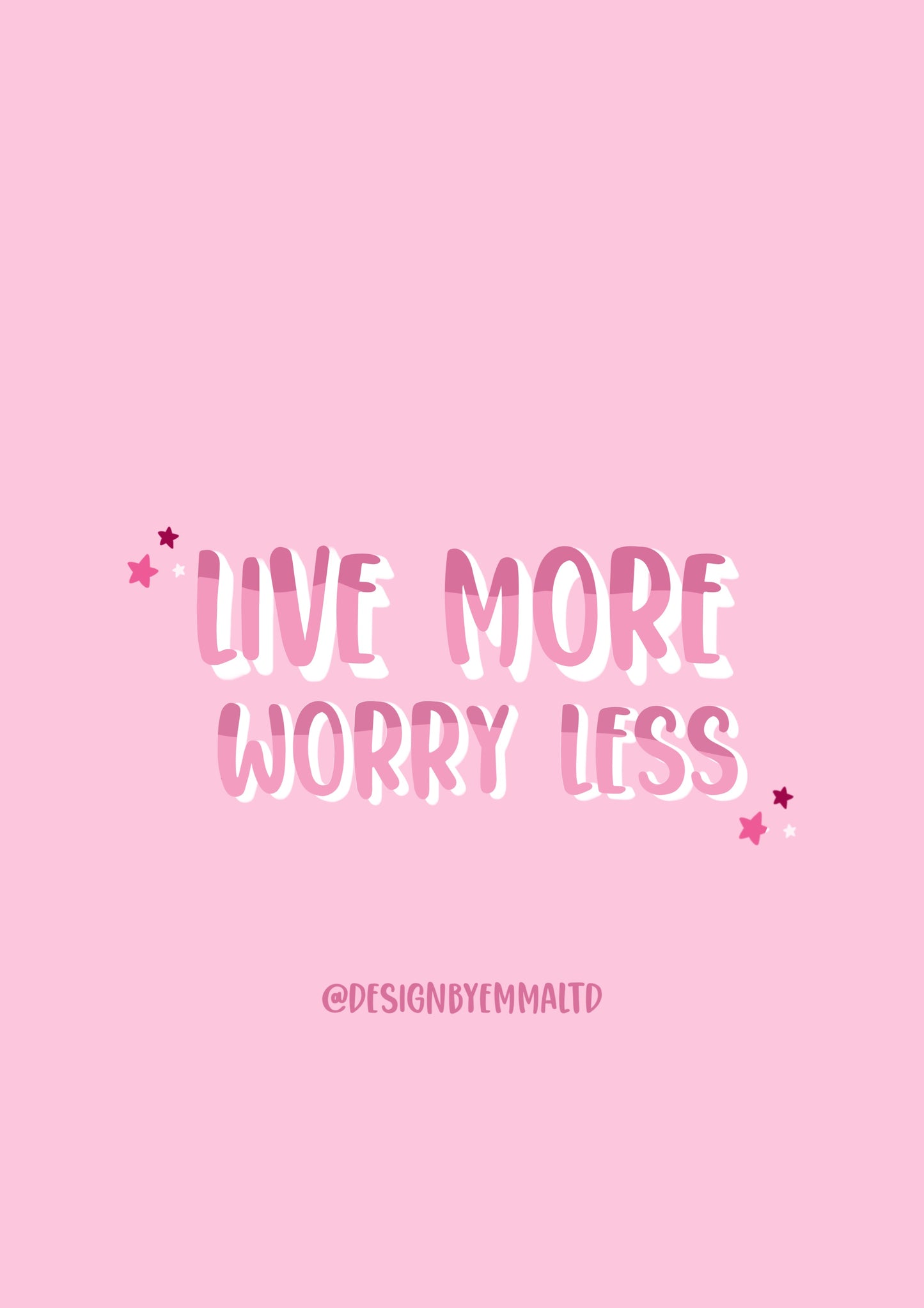 Live More, Worry Less Motivational Quote Wall art Postcard Print