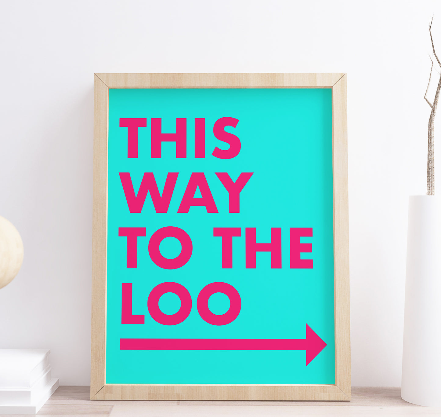 This Way To The Loo Monochrome Blue Arrow Print