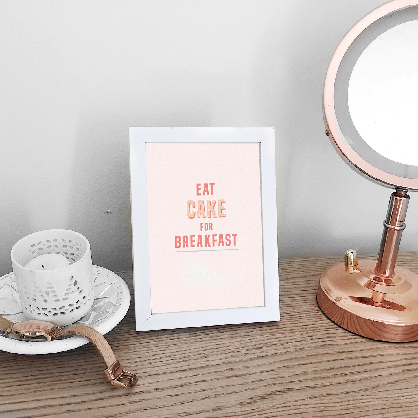 Eat Cake for Breakfast Typography Funny Quote Print