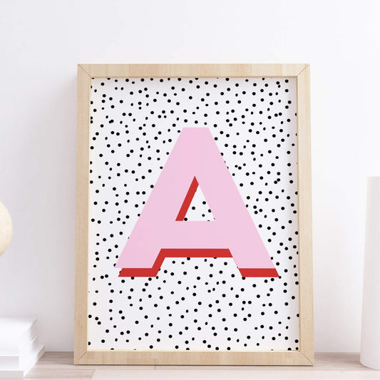 Spotty Initial Alphabet Custom Letter Pink Print.