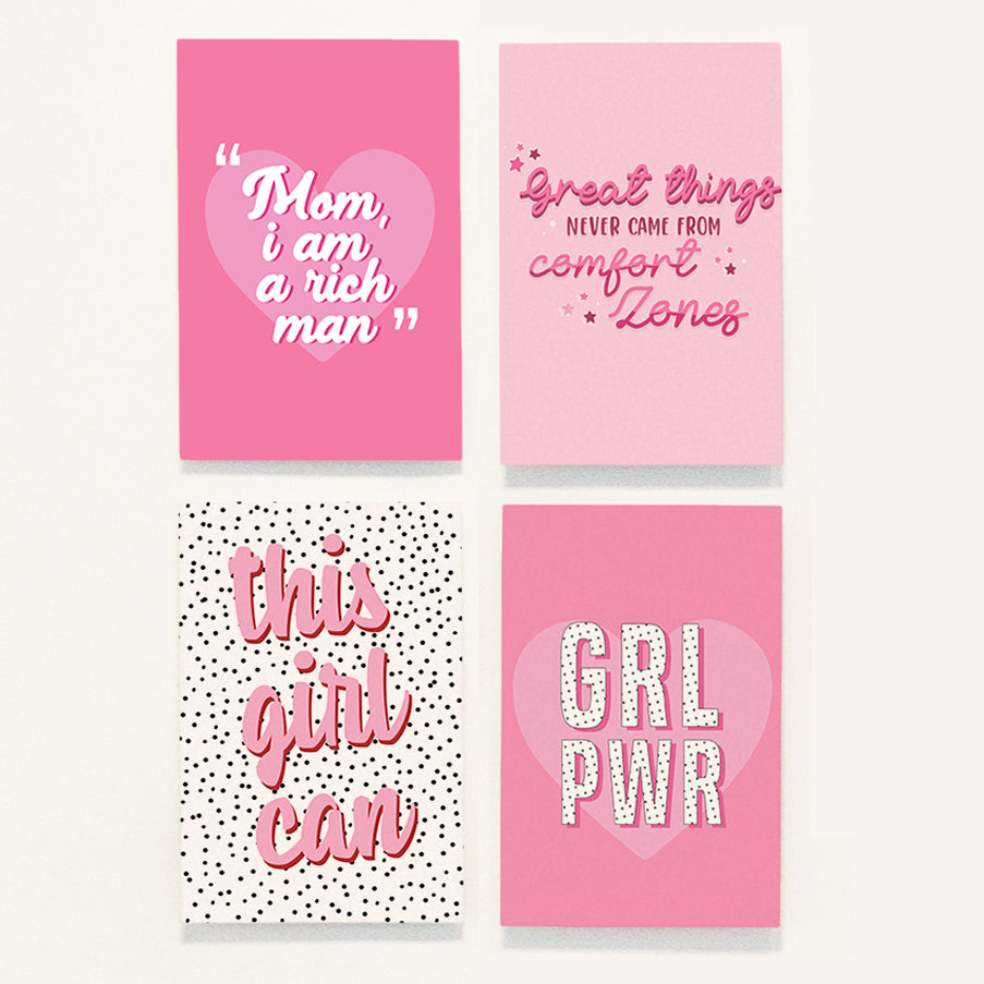 Set of 4 Girl Boss Postcard Motivation Set