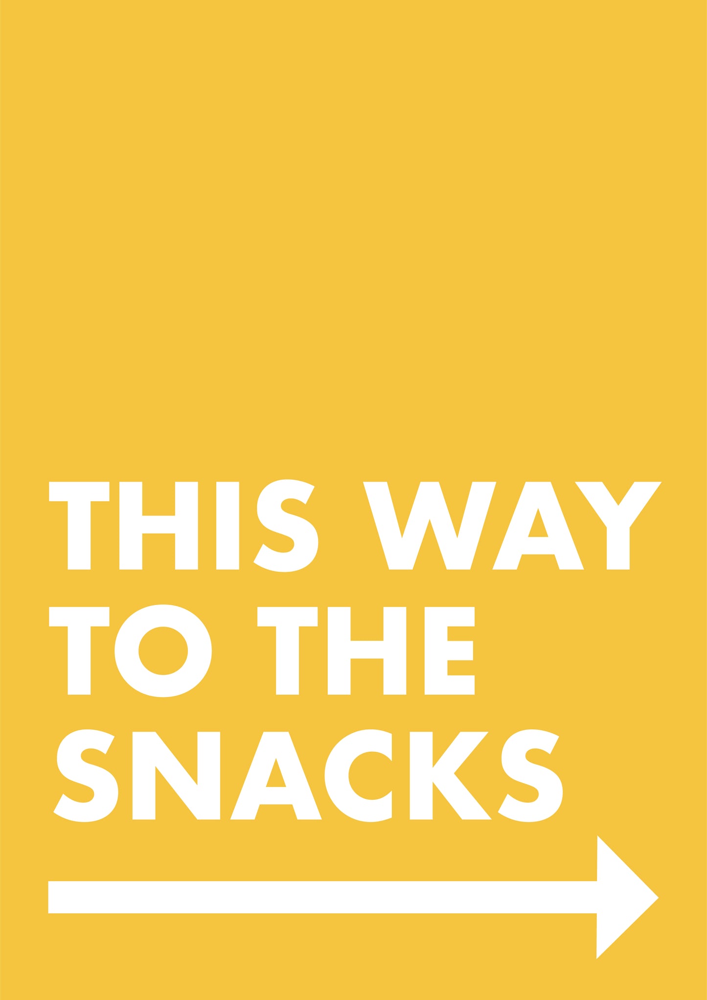 This Way To The Snacks Yellow Arrow Kitchen Print