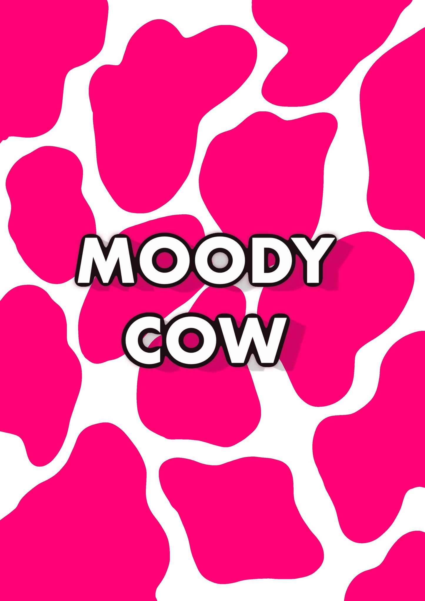 Moody Cow Pink Sassy Funny Typography Pattern Print