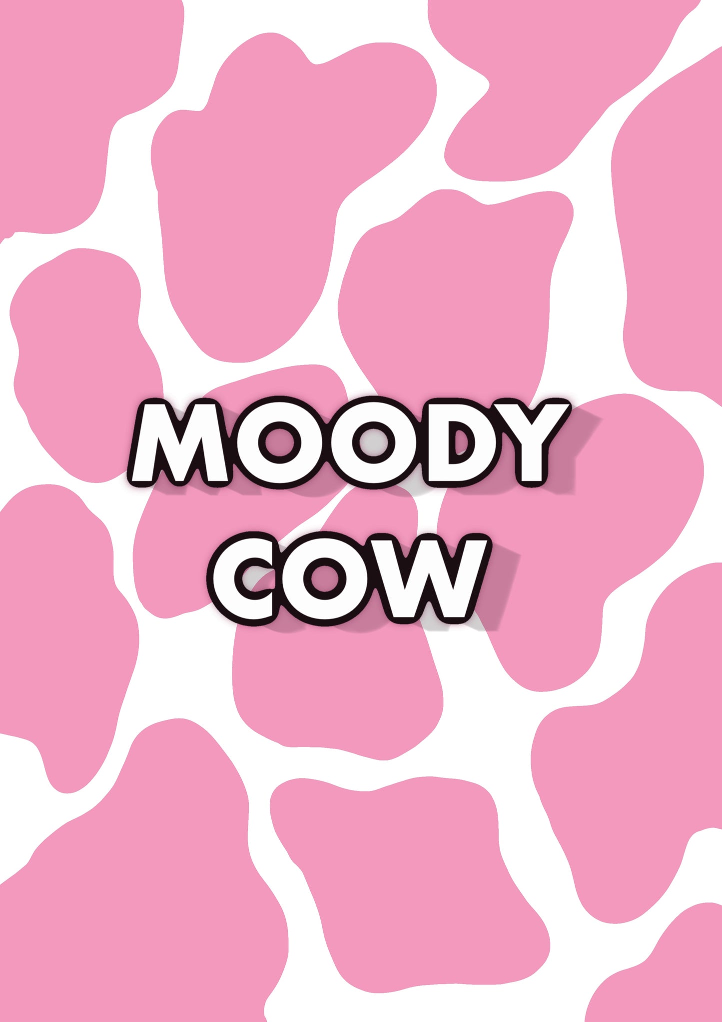 Moody Cow Pink Funny Sassy Typography Pink Pattern Print