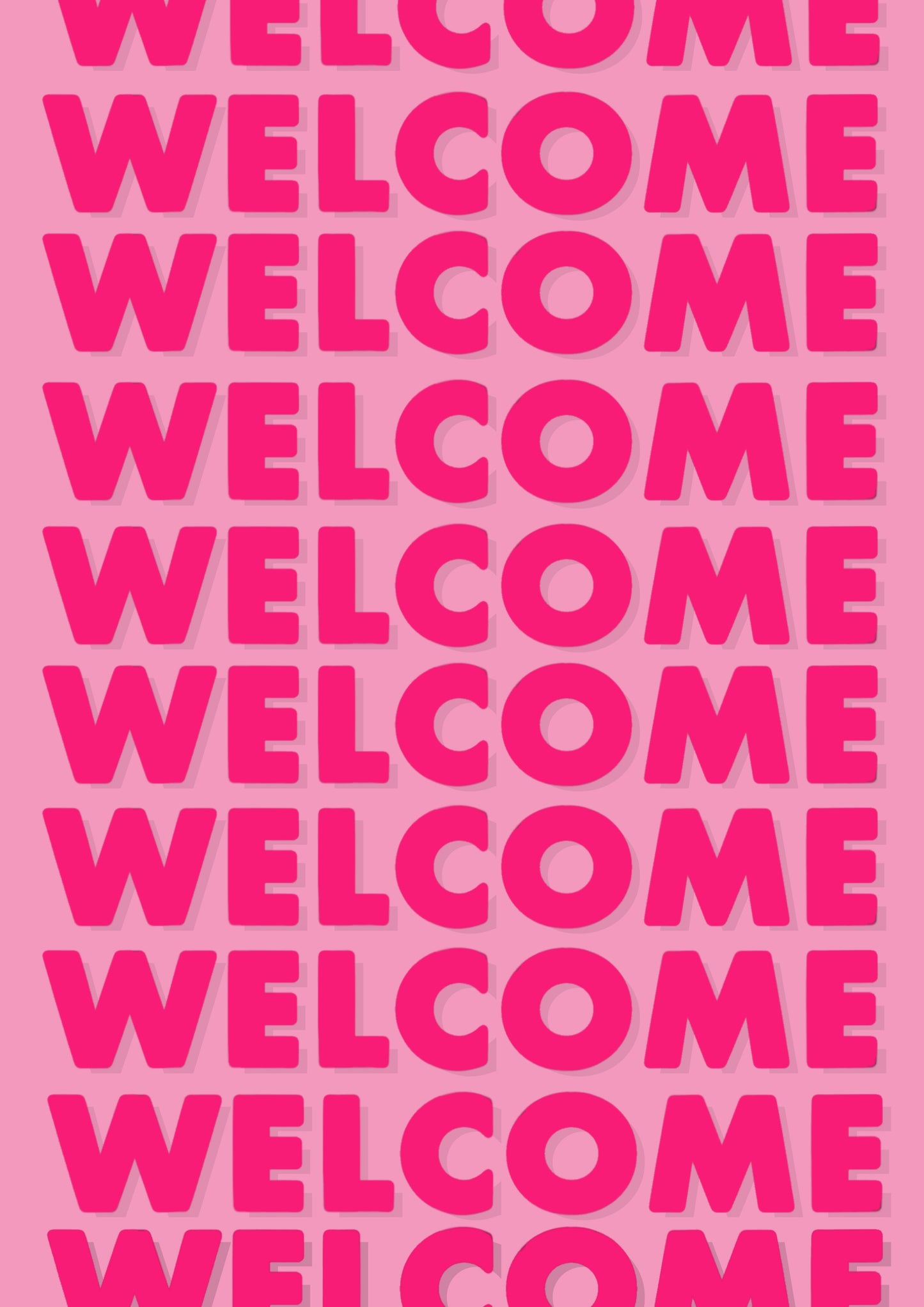 Welcome Living Room Quote Pink Typography Print