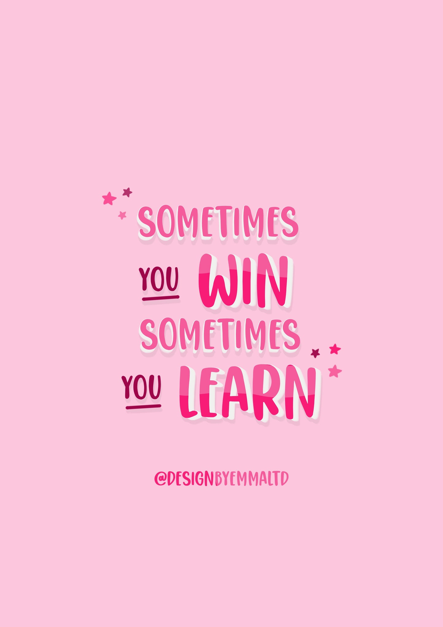 Sometimes You Win, Sometimes You Learn, Motivational Quote Poster, Inspirational Wall Art, Postcard