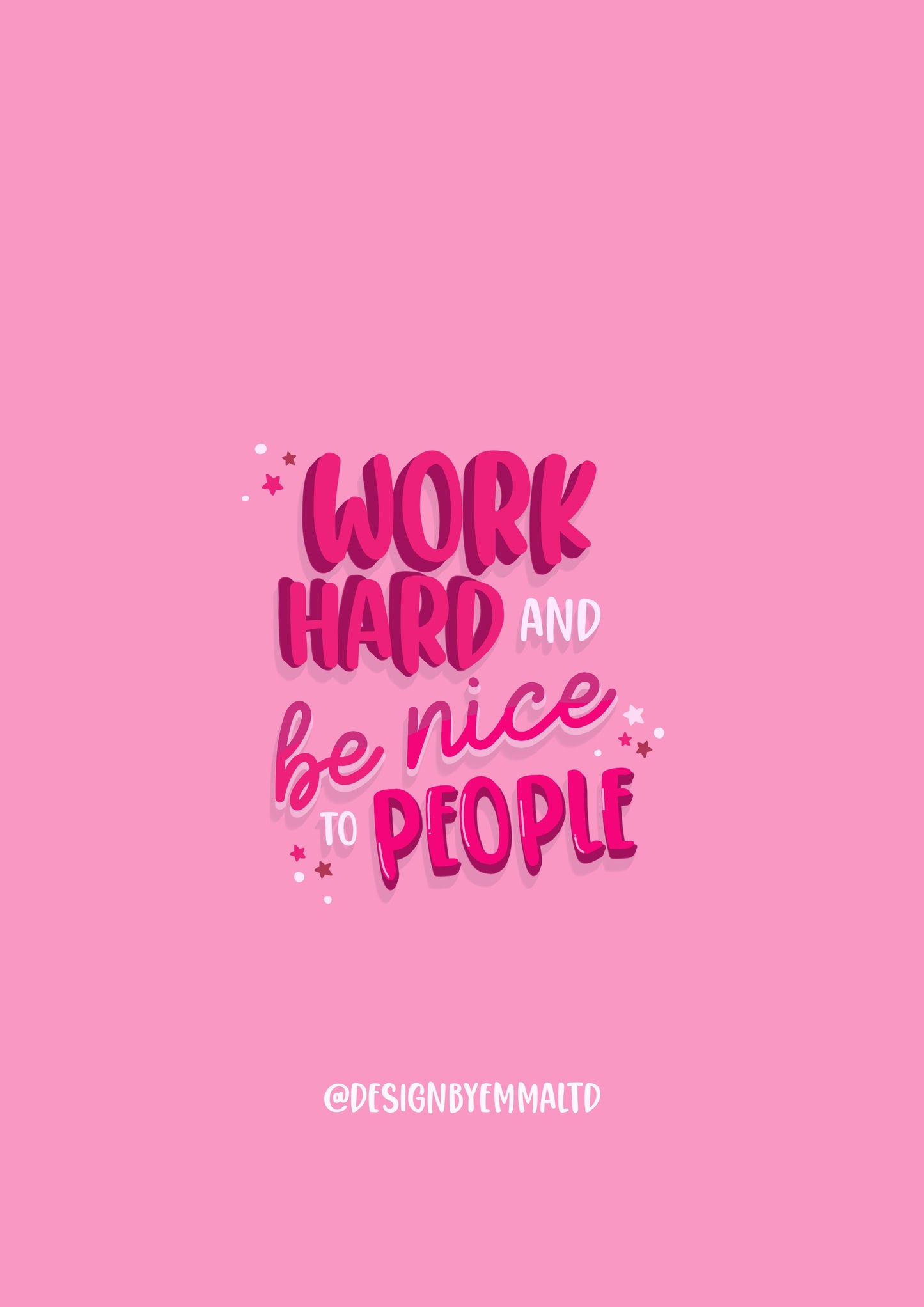 Work Hard & Be nice Quote | Inspirational Quotes | Postcard | Girl Boss | Gift for her