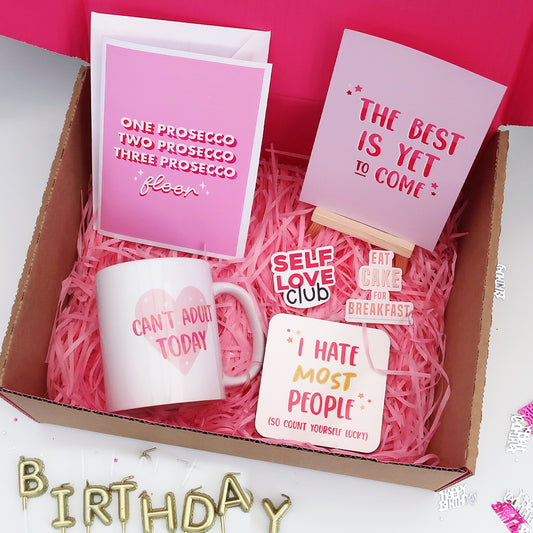 Birthday Personalised Gift box - mug, prints, coaster & more