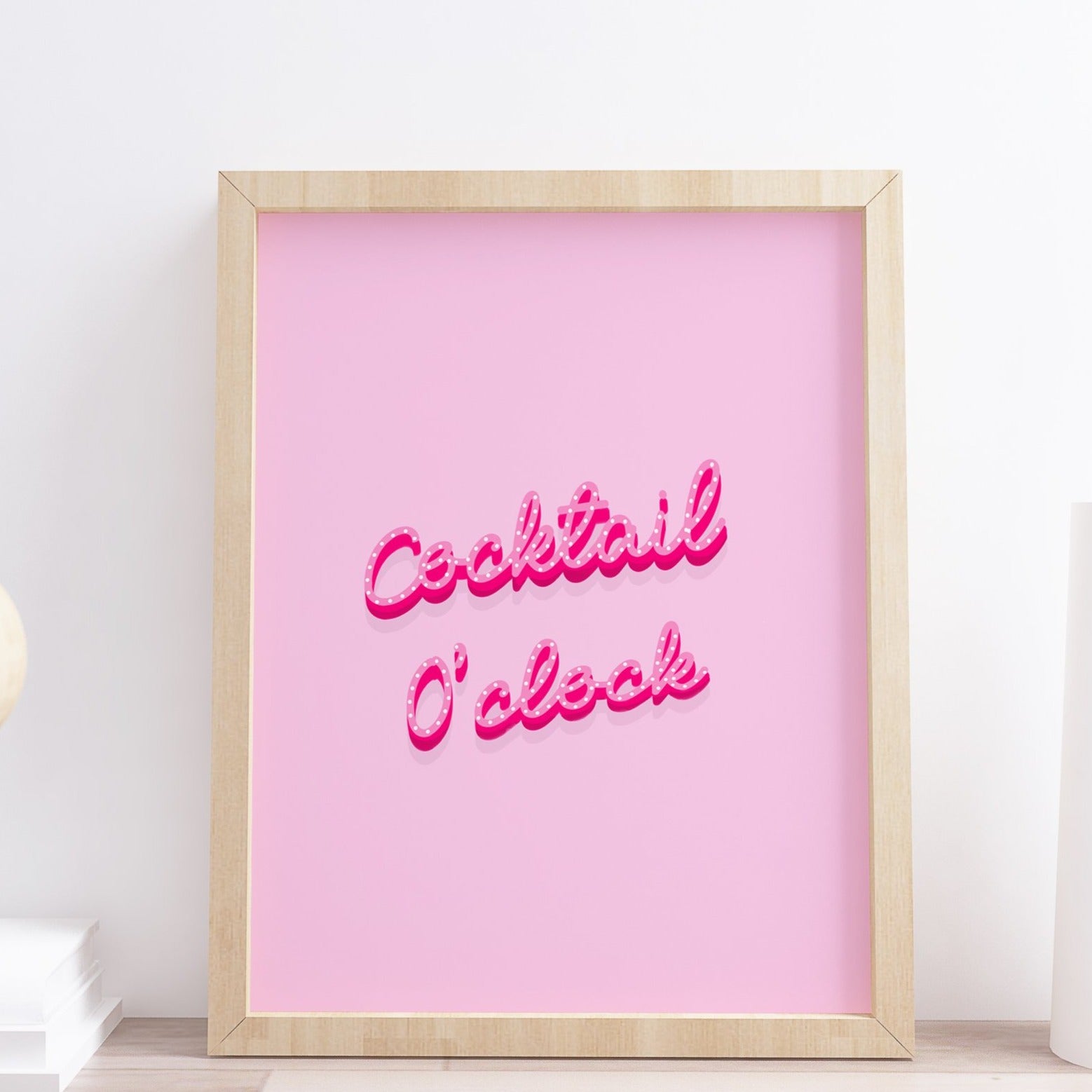cocktail o'clock bar typography print