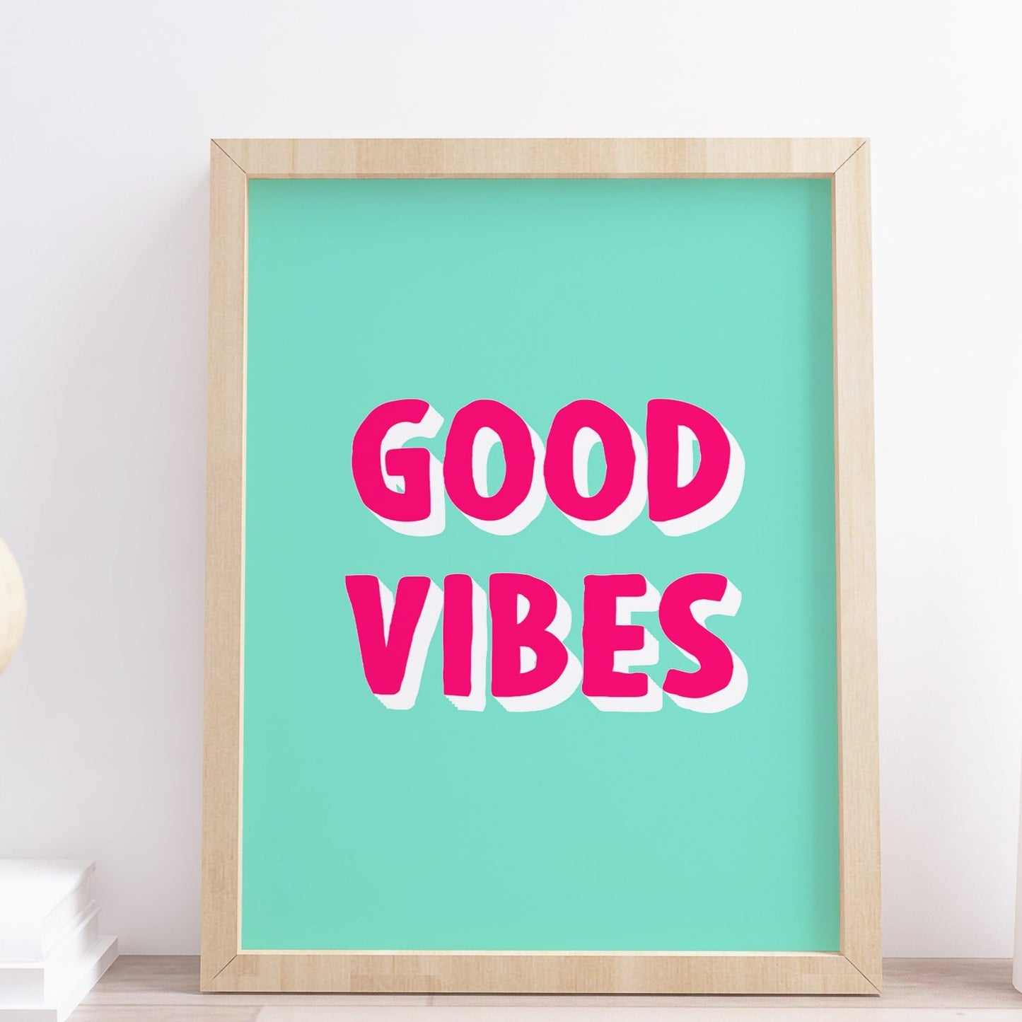 Good Vibes Blue Typography Wall Art Quote Print