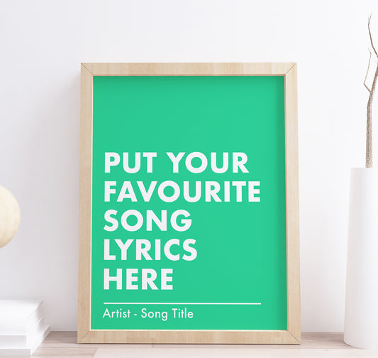 Song Lyrics Wall Art Green Print