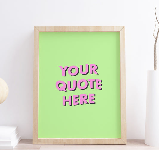 green personalised quote custom wall art print