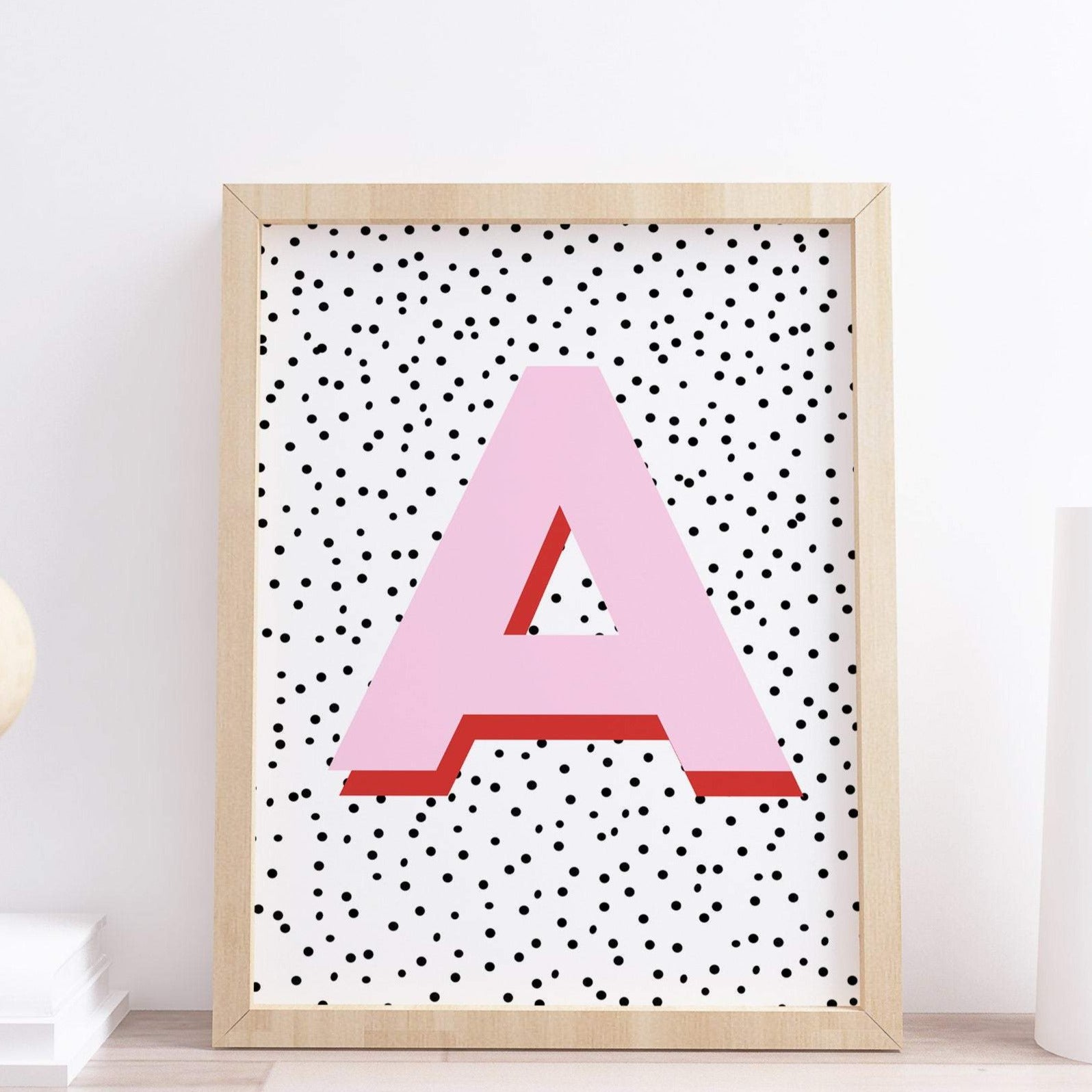 Spotty Initial Alphabet Custom Letter Pink Print.