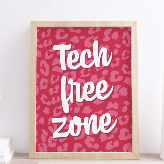 Tech Free Zone Typography Print