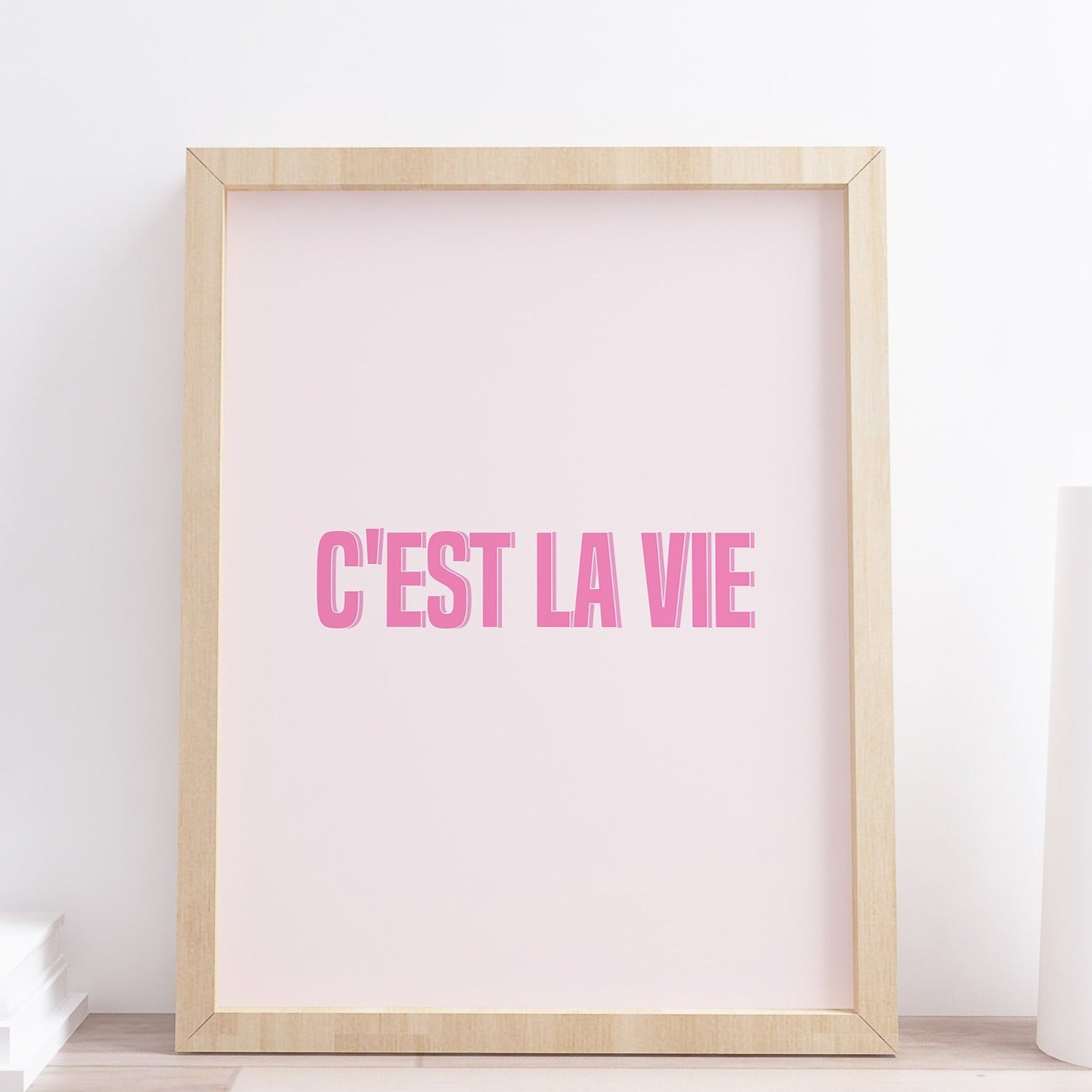 C'est La Vie Pink Typography Print 