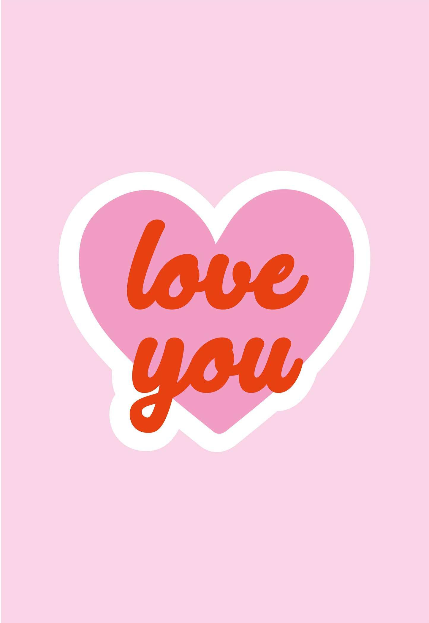 Love You Cute Heart Pink Print