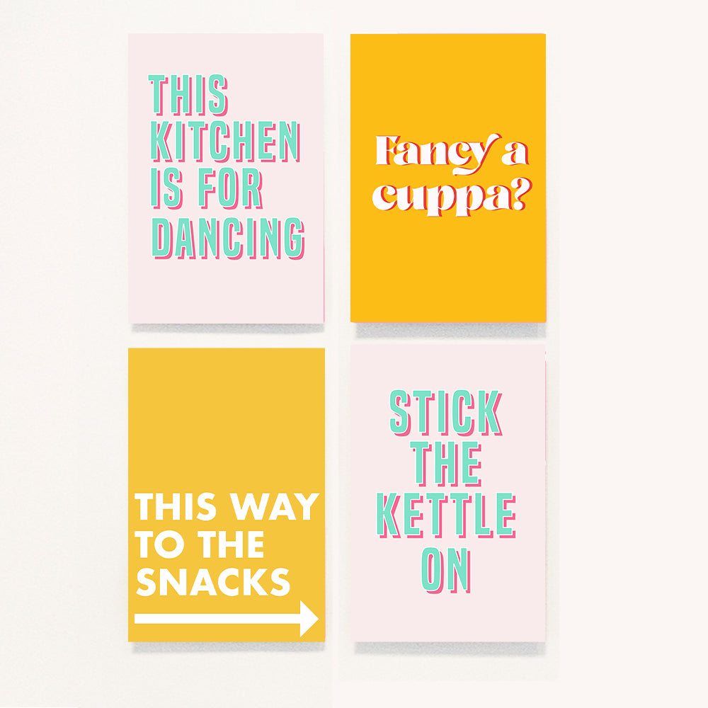 Set of 4 Kitchen Prints Quote Postcard Set