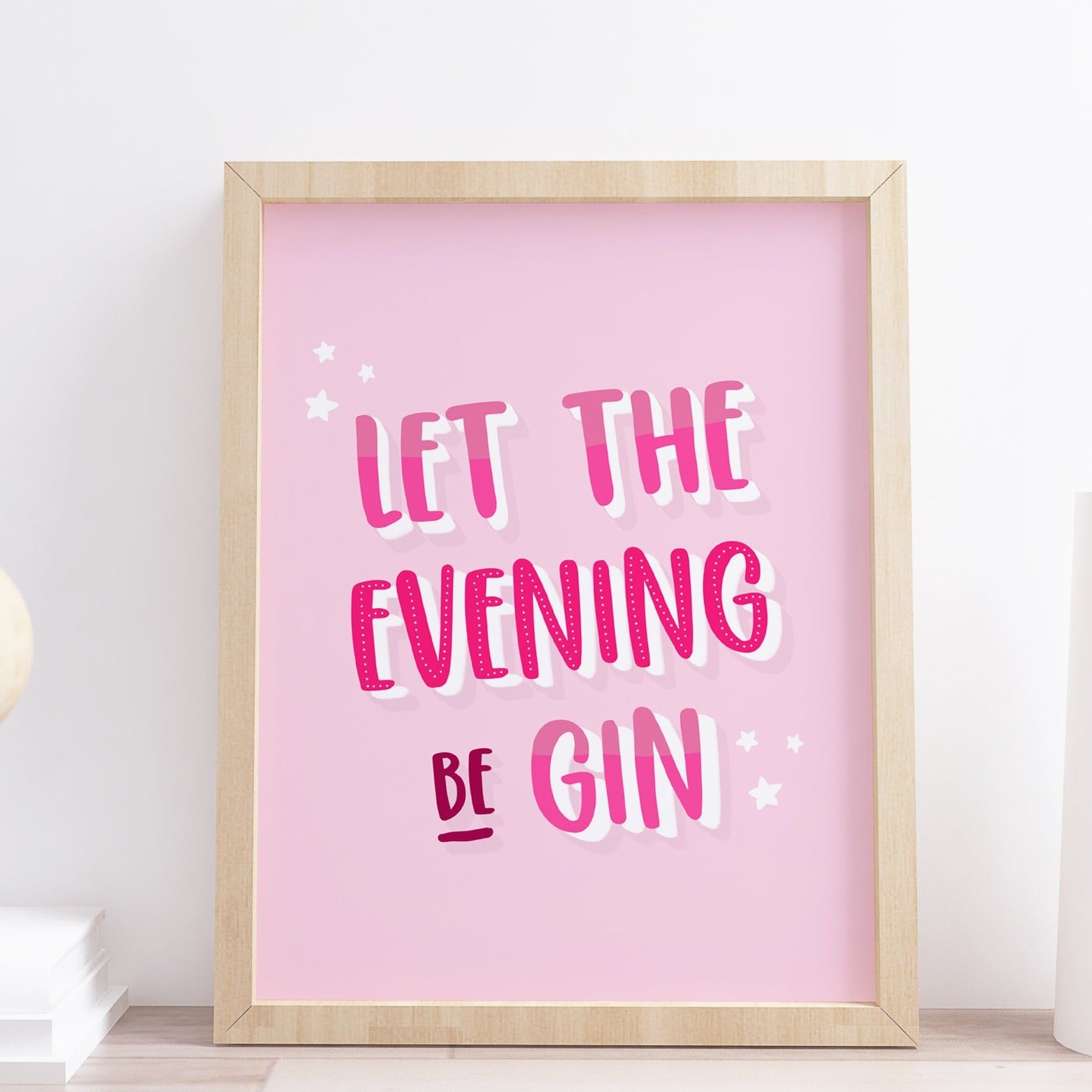 let the evening be gin bar typography quote