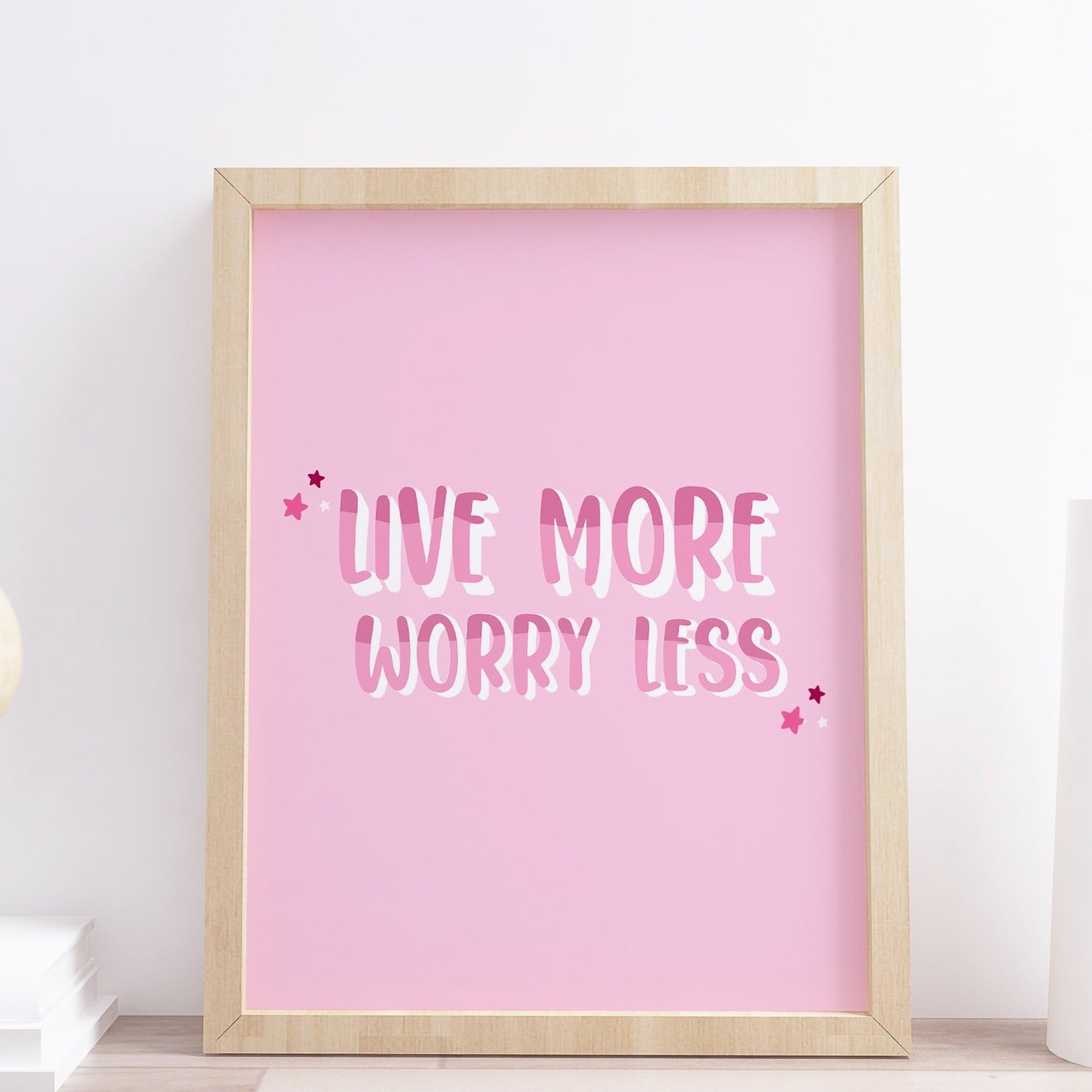 live more, worry less quote wall art print