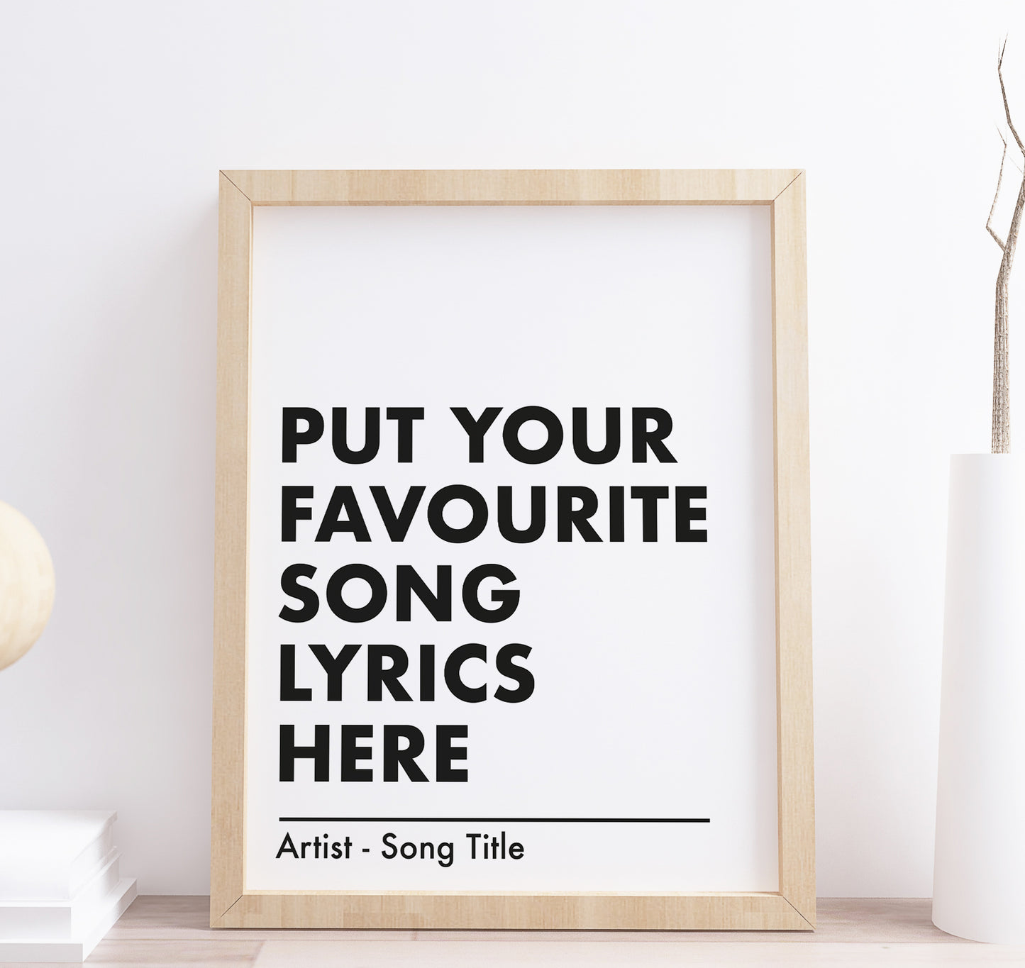 Song Lyrics Wall Art Monochrome Print