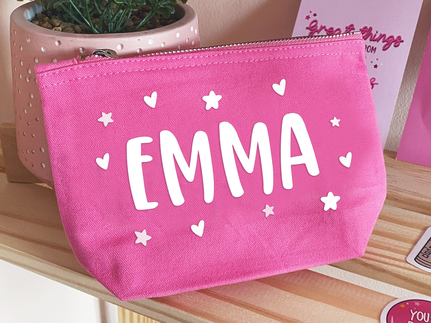 Custom Name Make Up Bag | Personalised Gift | Pink Bag | Gift For Her