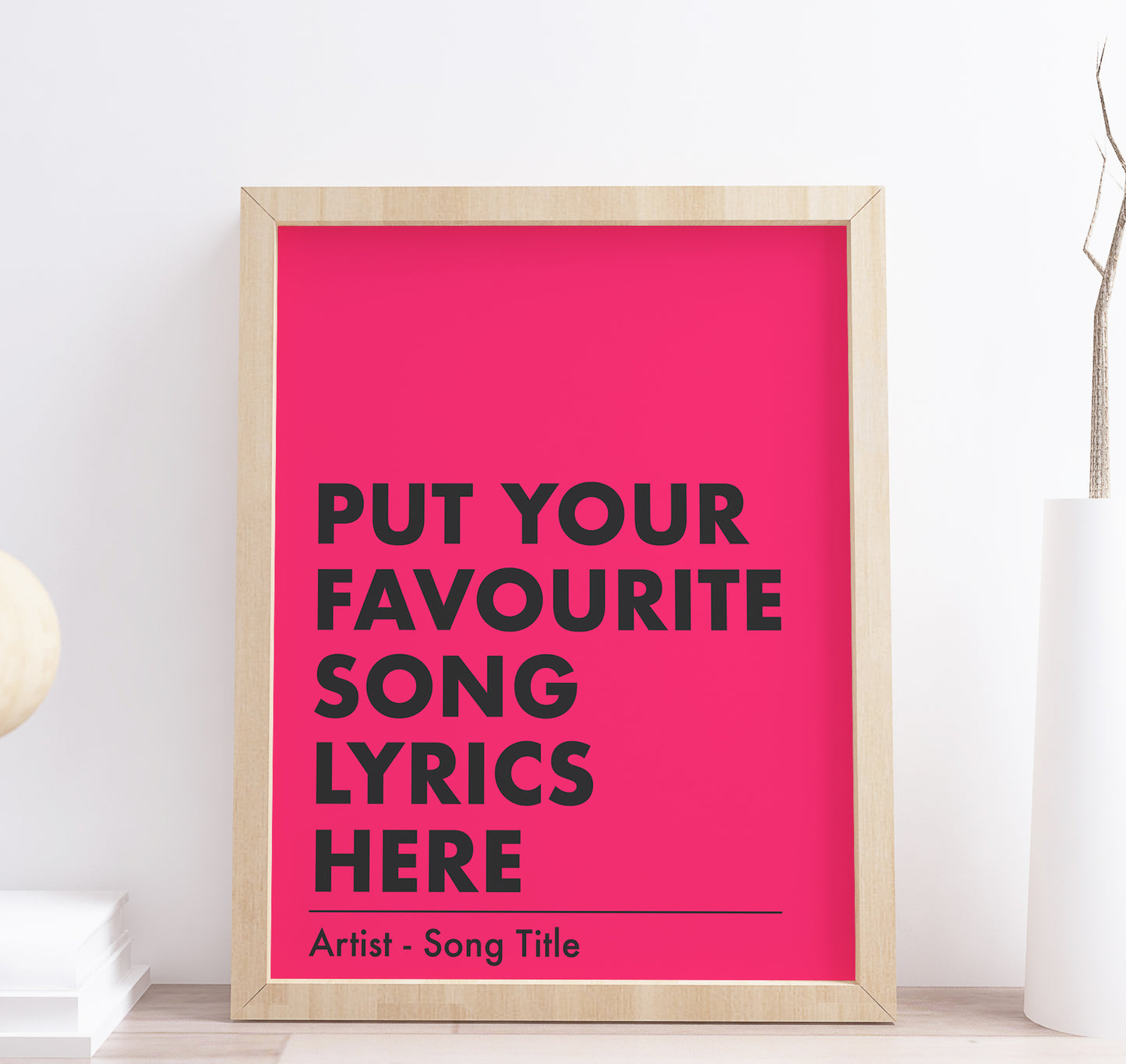 Song Lyrics Wall Art Hot Pink Print