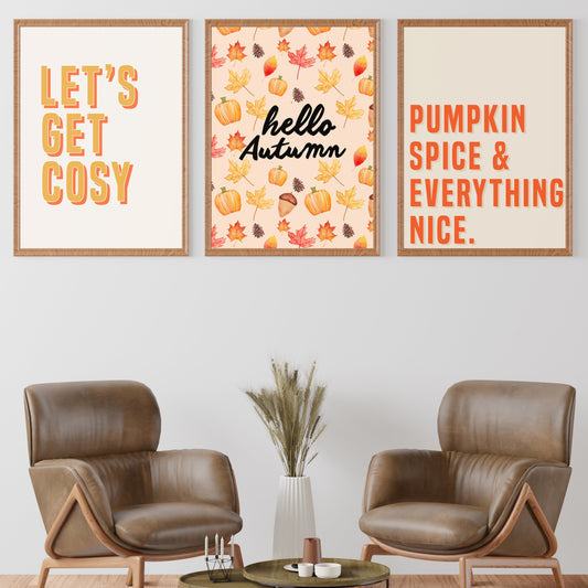 set of 3 autumn prints