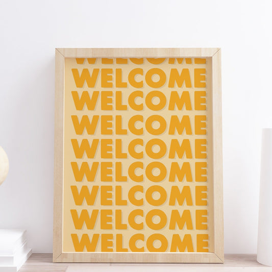 Welcome Orange Typography Print