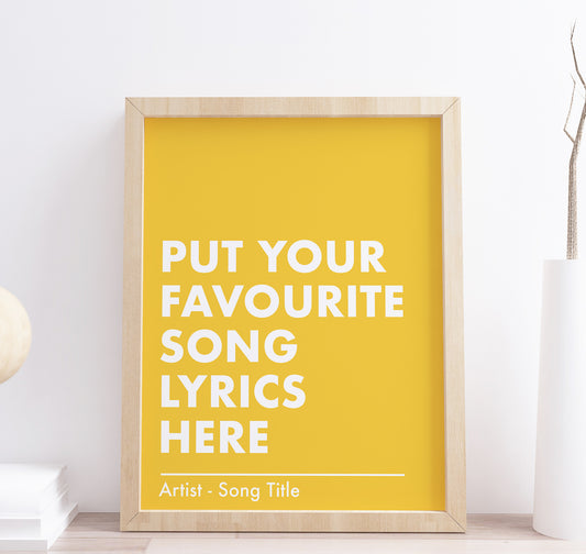 Song Lyrics Yellow Wall Art Print